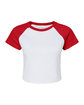 Bella + Canvas Ladies' Micro Ribbed Raglan Baby T-Shirt white/ red OFFront