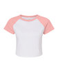 Bella + Canvas Ladies' Micro Ribbed Raglan Baby T-Shirt white/ pink OFFront