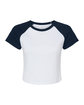 Bella + Canvas Ladies' Micro Ribbed Raglan Baby T-Shirt white/ navy OFFront