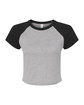 Bella + Canvas Ladies' Micro Ribbed Raglan Baby T-Shirt ath hthr/ black OFFront
