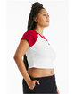 Bella + Canvas Ladies' Micro Ribbed Raglan Baby T-Shirt white/ red ModelSide