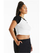 Bella + Canvas Ladies' Micro Ribbed Raglan Baby T-Shirt white/ black ModelSide