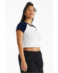 Bella + Canvas Ladies' Micro Ribbed Raglan Baby T-Shirt white/ navy ModelSide