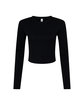 Bella + Canvas Ladies' Micro Ribbed Long Sleeve Baby T-Shirt solid blk blend OFFront