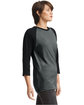 American Apparel Unisex CVC Raglan T-Shirt ht charcoal/ blk ModelSide