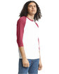 American Apparel Unisex CVC Raglan T-Shirt white/ htr crdnl ModelSide