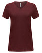 Threadfast Apparel Ladies' Cross Dye Short-Sleeve V-Neck T-Shirt black cherry OFFront