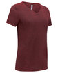 Threadfast Apparel Ladies' Cross Dye Short-Sleeve V-Neck T-Shirt black cherry OFQrt