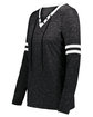 Holloway Ladies' Monterey Long-Sleeve V-Neck black hthr/ wht ModelQrt