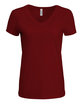 Threadfast Apparel Ladies' Liquid Jersey V-Neck T-Shirt LIQUID CARDINAL OFFront