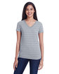 Threadfast Apparel Ladies' Invisible Stripe V-Neck T-Shirt  
