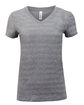 Threadfast Apparel Ladies' Invisible Stripe V-Neck T-Shirt hth gry inv strp OFFront