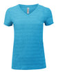 Threadfast Apparel Ladies' Invisible Stripe V-Neck T-Shirt turq invsbl strp OFFront
