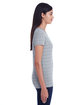 Threadfast Apparel Ladies' Invisible Stripe V-Neck T-Shirt hth gry inv strp ModelSide