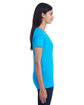 Threadfast Apparel Ladies' Invisible Stripe V-Neck T-Shirt turq invsbl strp ModelSide