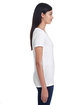 Threadfast Apparel Ladies' Invisible Stripe V-Neck T-Shirt wht invsbl strp ModelSide