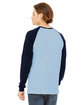 Bella + Canvas Men's Jersey Long-Sleeve Baseball T-Shirt baby blue/ navy ModelBack