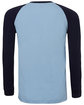 Bella + Canvas Men's Jersey Long-Sleeve Baseball T-Shirt baby blue/ navy FlatBack