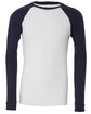 Bella + Canvas Men's Jersey Long-Sleeve Baseball T-Shirt white/ navy FlatFront