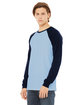 Bella + Canvas Men's Jersey Long-Sleeve Baseball T-Shirt baby blue/ navy ModelQrt