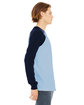 Bella + Canvas Men's Jersey Long-Sleeve Baseball T-Shirt baby blue/ navy ModelSide