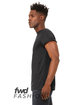 Bella + Canvas FWD Fashion Unisex Jersey Rolled Cuff T-Shirt DARK GRY HEATHER ModelSide