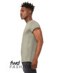 Bella + Canvas FWD Fashion Unisex Jersey Rolled Cuff T-Shirt HEATHER STONE ModelSide