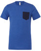 Bella + Canvas Men's Jersey Short-Sleeve Pocket T-Shirt hthr tr roy/ nvy OFFront