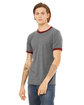 Bella + Canvas Men's Jersey Short-Sleeve Ringer T-Shirt dp hthr/ cardnal ModelQrt