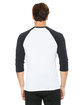 Bella + Canvas Unisex 3/4-Sleeve Baseball T-Shirt WHITE/ DARK GREY ModelBack