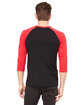 Bella + Canvas Unisex 3/4-Sleeve Baseball T-Shirt black/ red ModelBack