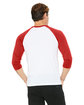 Bella + Canvas Unisex 3/4-Sleeve Baseball T-Shirt WHITE/ RED ModelBack