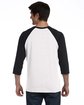 Bella + Canvas Unisex 3/4-Sleeve Baseball T-Shirt WHITE/ BLACK ModelBack