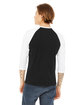 Bella + Canvas Unisex 3/4-Sleeve Baseball T-Shirt black/ white ModelBack
