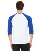 Bella + Canvas Unisex 3/4-Sleeve Baseball T-Shirt WHITE/ TR ROYAL ModelBack