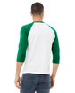 Bella + Canvas Unisex 3/4-Sleeve Baseball T-Shirt white/ kelly ModelBack