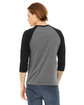 Bella + Canvas Unisex 3/4-Sleeve Baseball T-Shirt deep hthr/ black ModelBack