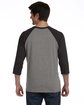 Bella + Canvas Unisex 3/4-Sleeve Baseball T-Shirt gry/ chr blk trb ModelBack