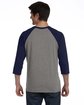 Bella + Canvas Unisex 3/4-Sleeve Baseball T-Shirt GREY/ NAVY TRB ModelBack