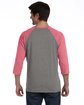 Bella + Canvas Unisex 3/4-Sleeve Baseball T-Shirt GRY/ L RD TRBLND ModelBack