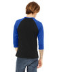 Bella + Canvas Unisex 3/4-Sleeve Baseball T-Shirt BLACK/ TRUE ROYL ModelBack