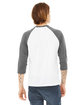 Bella + Canvas Unisex 3/4-Sleeve Baseball T-Shirt white/ deep hthr ModelBack