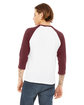 Bella + Canvas Unisex 3/4-Sleeve Baseball T-Shirt WHITE/ MAROON ModelBack