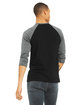 Bella + Canvas Unisex 3/4-Sleeve Baseball T-Shirt black/ deep hthr ModelBack