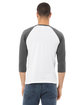 Bella + Canvas Unisex 3/4-Sleeve Baseball T-Shirt WHITE/ ASPHALT ModelBack