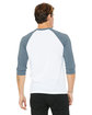 Bella + Canvas Unisex 3/4-Sleeve Baseball T-Shirt WHITE/ DENIM ModelBack