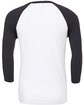 Bella + Canvas Unisex 3/4-Sleeve Baseball T-Shirt WHITE/ DARK GREY FlatBack