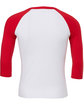 Bella + Canvas Unisex 3/4-Sleeve Baseball T-Shirt WHITE/ RED FlatBack