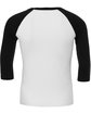 Bella + Canvas Unisex 3/4-Sleeve Baseball T-Shirt WHITE/ BLACK FlatBack