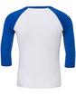 Bella + Canvas Unisex 3/4-Sleeve Baseball T-Shirt WHITE/ TR ROYAL FlatBack